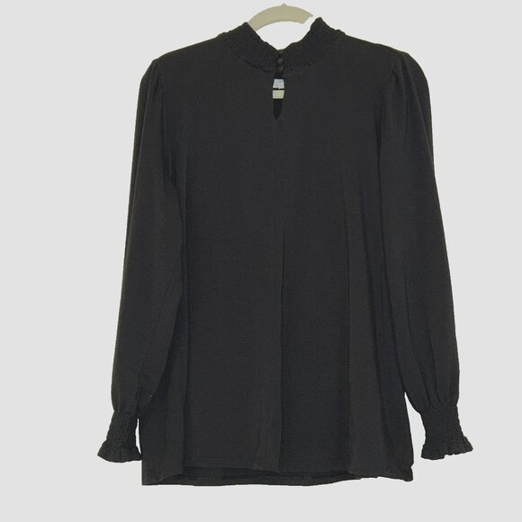 J. Jill Smocked Neck Blouse size XL Black - Picture 1 of 8